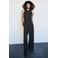 Mango geruite jumpsuit - antraciet