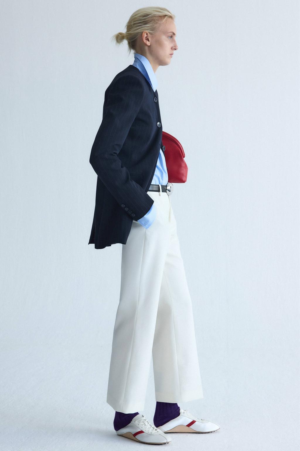 Mango low waist straight leg cropped pantalon - ecru