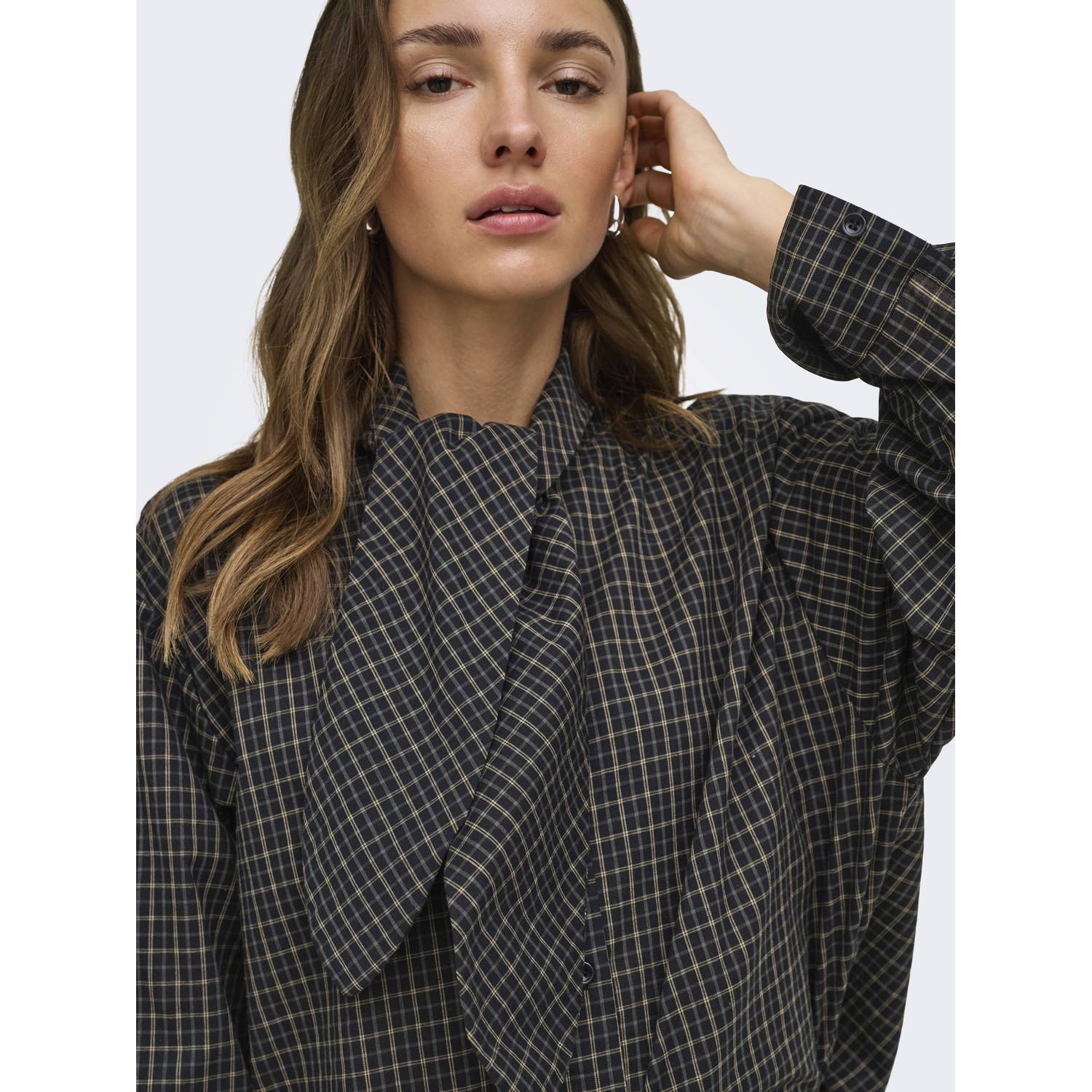 JDY geruite blouse zwart