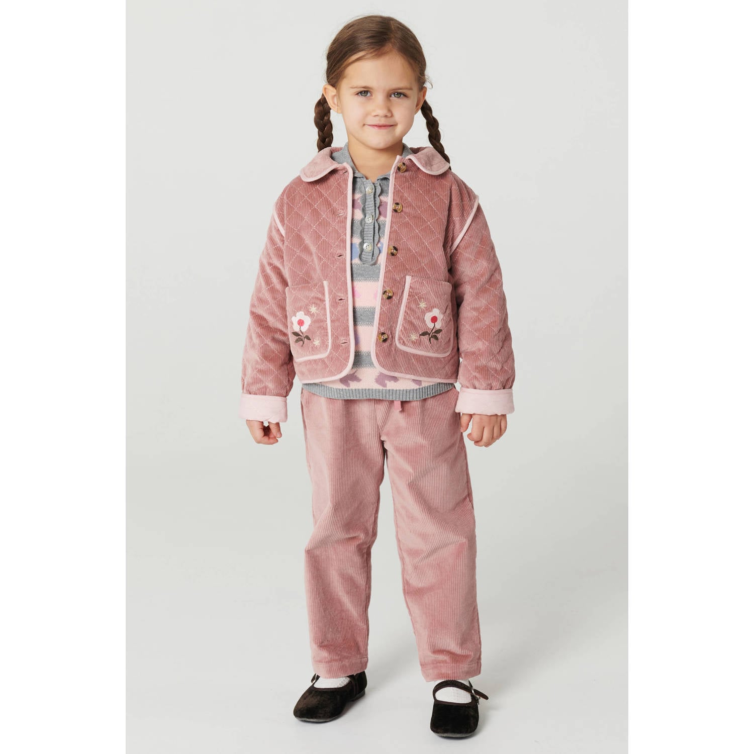 Copenhagen Colors regular fit corduroy casual broek roze