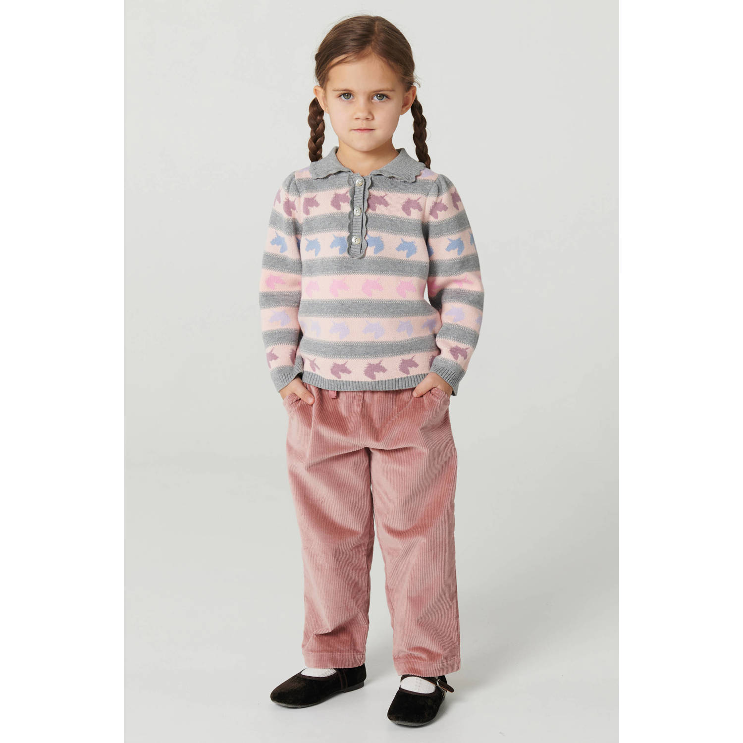 Copenhagen Colors regular fit corduroy casual broek roze