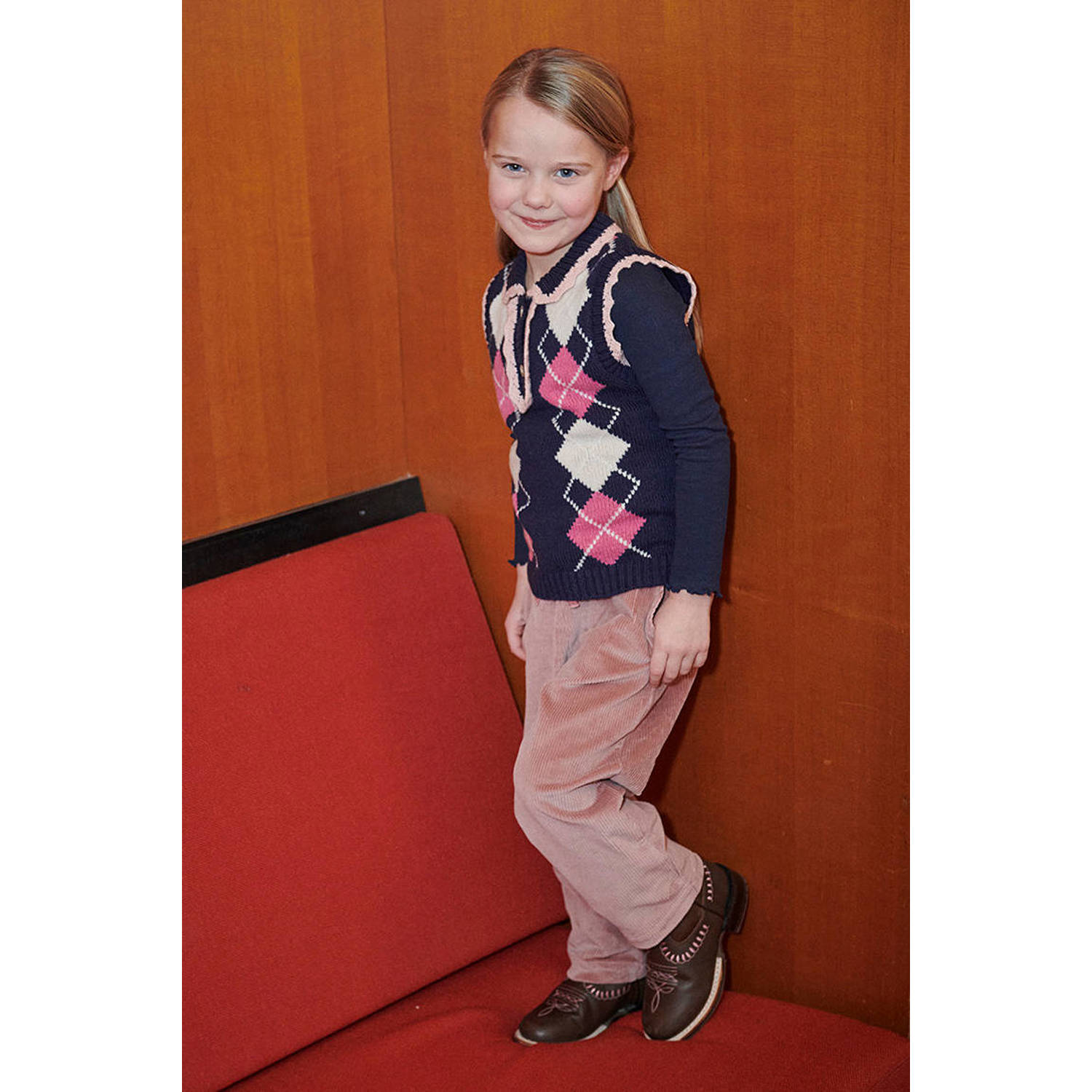 Copenhagen Colors regular fit corduroy casual broek roze