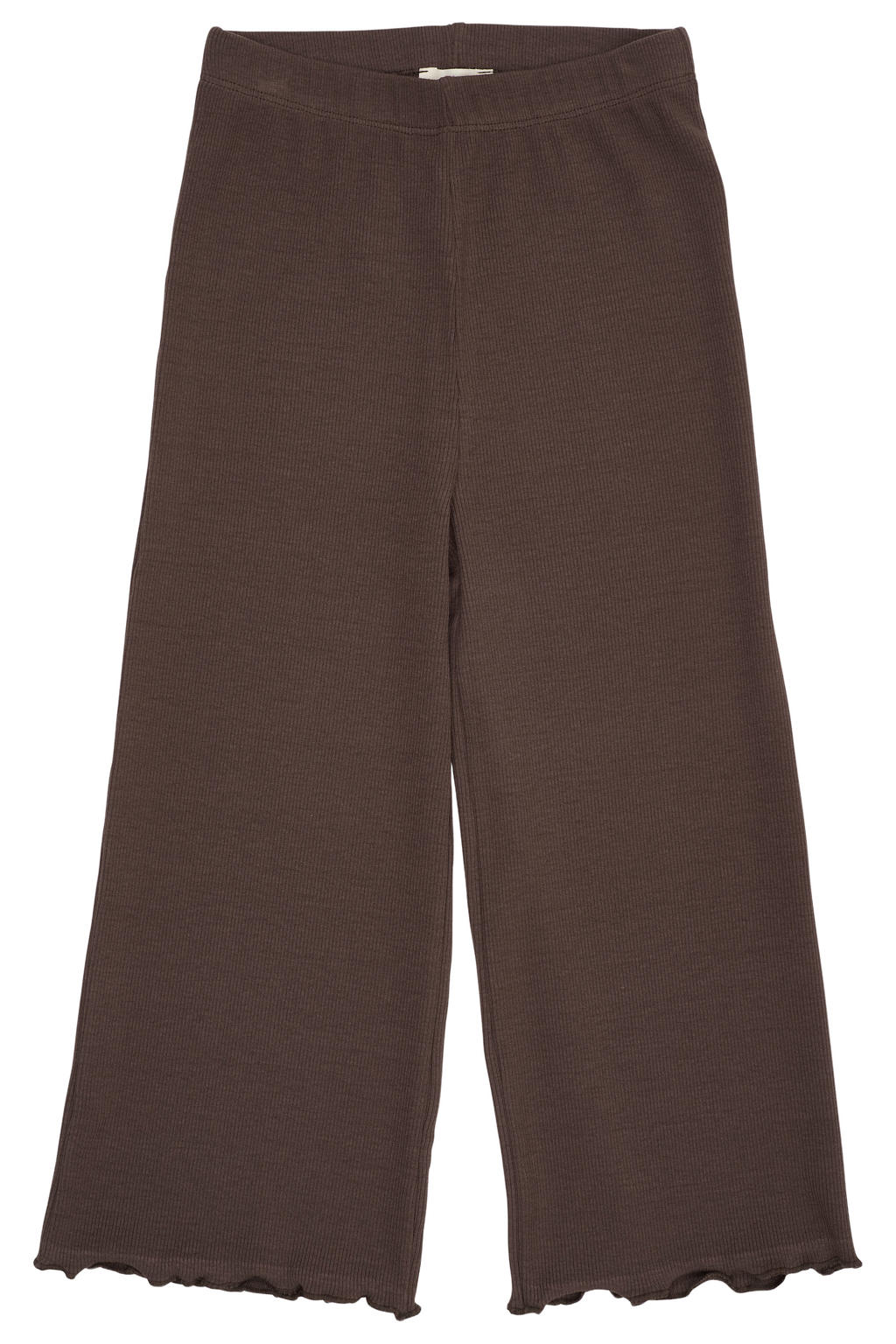 Copenhagen Colors casual broek met golvende afwerking - donkerbruin