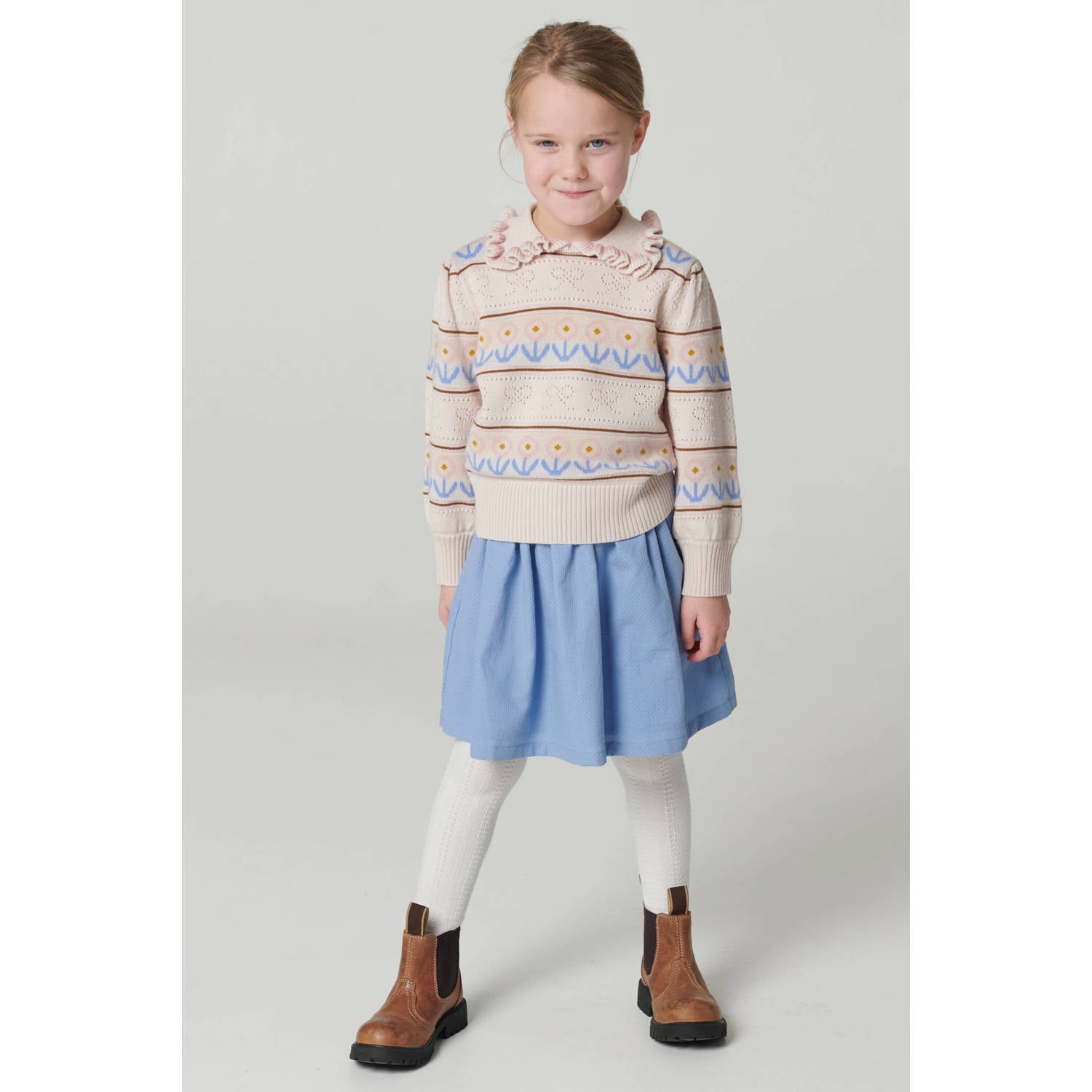 Copenhagen Colors gebreide trui met print en wol beige blauw bruin
