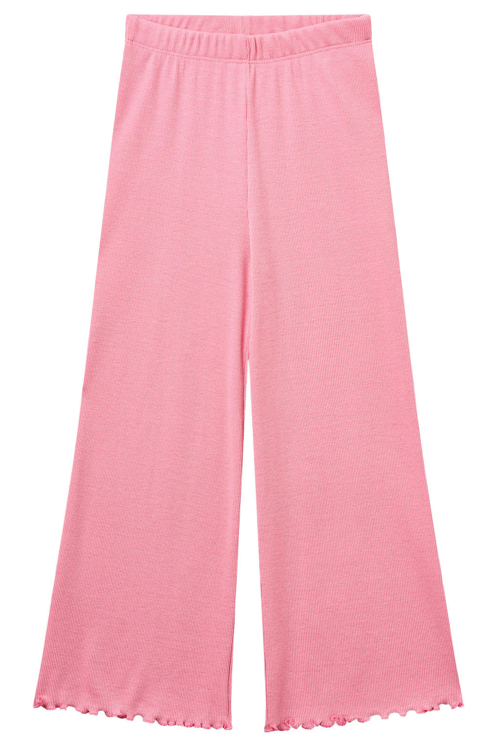 Copenhagen Colors wide leg casual broek met golvende afwerking - roze