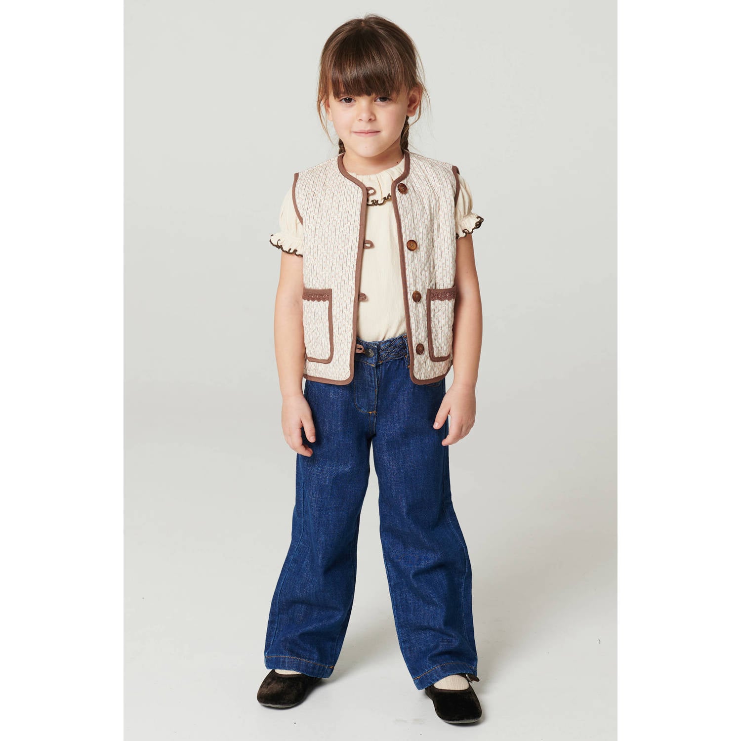 Copenhagen Colors gilet met print zand bruin