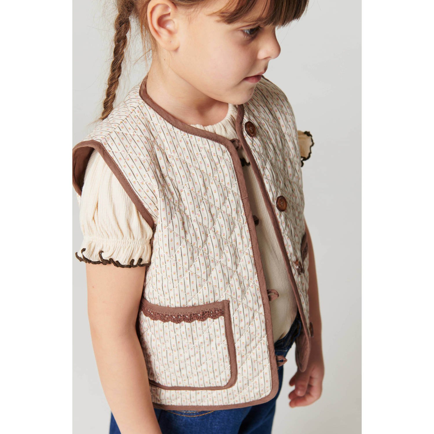 Copenhagen Colors gilet met print zand bruin