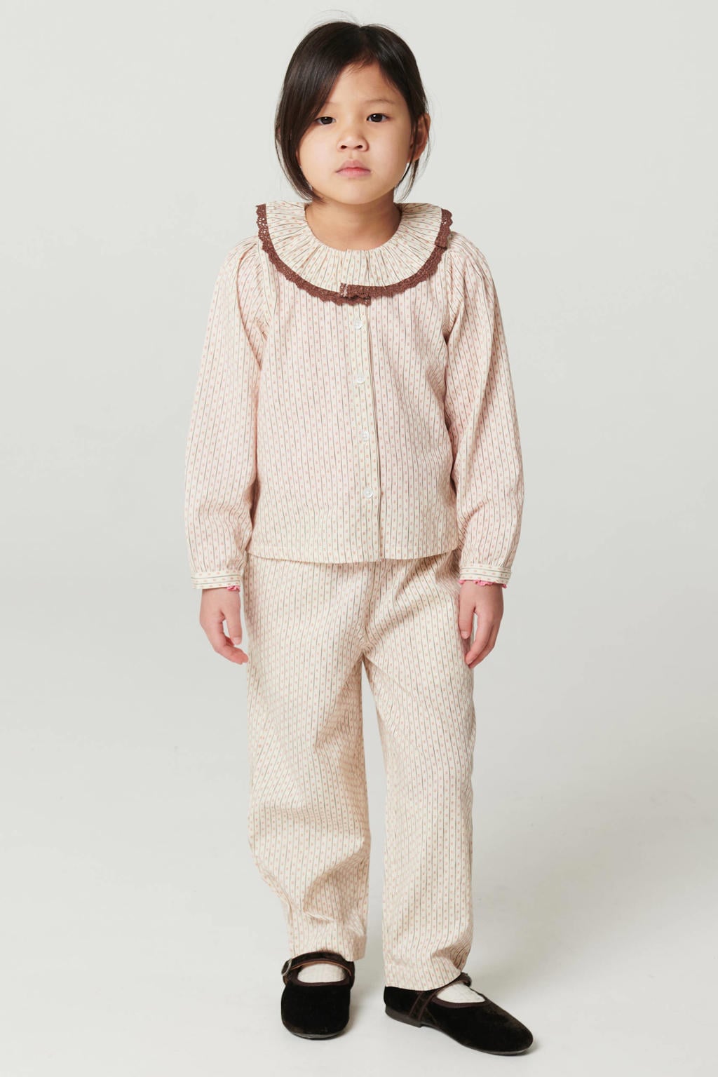Copenhagen Colors blouse met ruches en print - zand/bruin