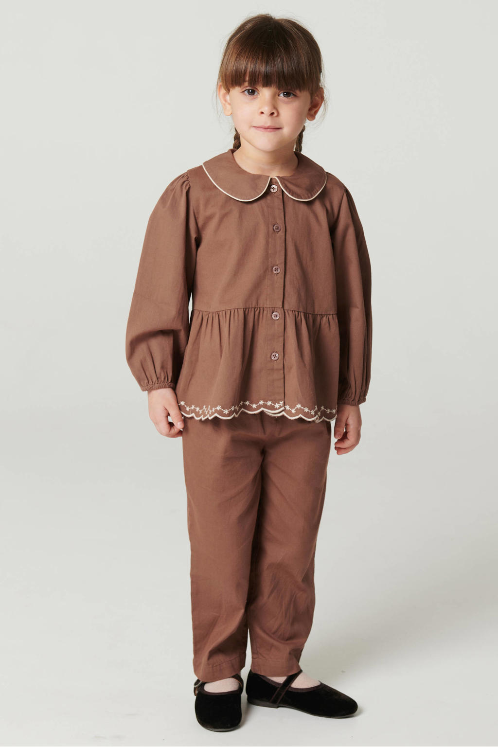 Copenhagen Colors blouse met broderie - bruin