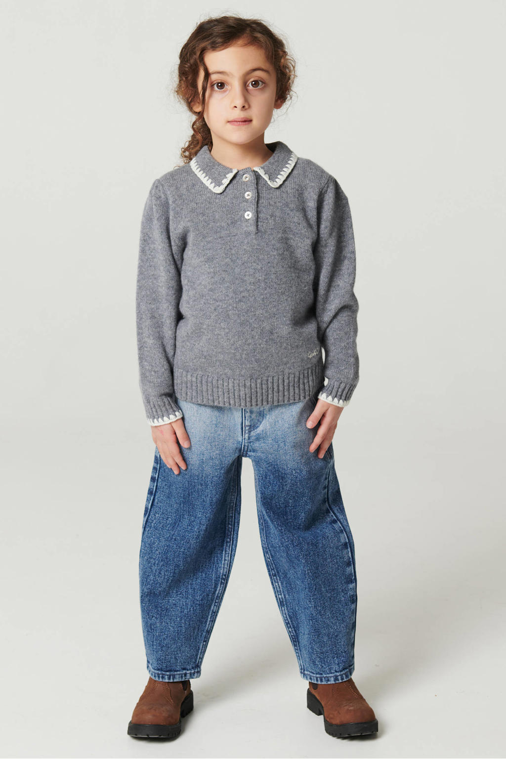 Copenhagen Colors barrel dip-dye jeans met patches - blauw
