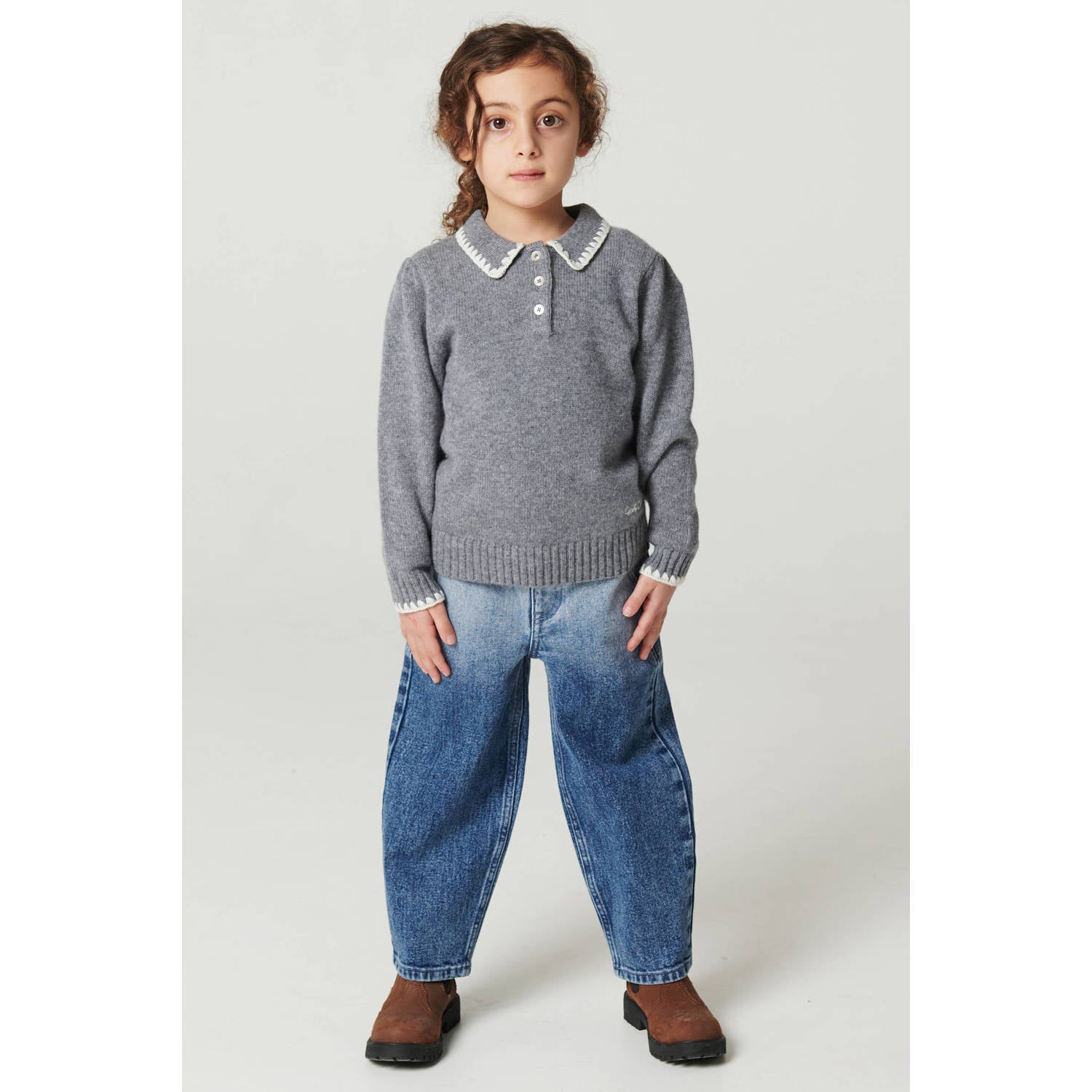 Copenhagen Colors barrel dip-dye jeans met patches blauw