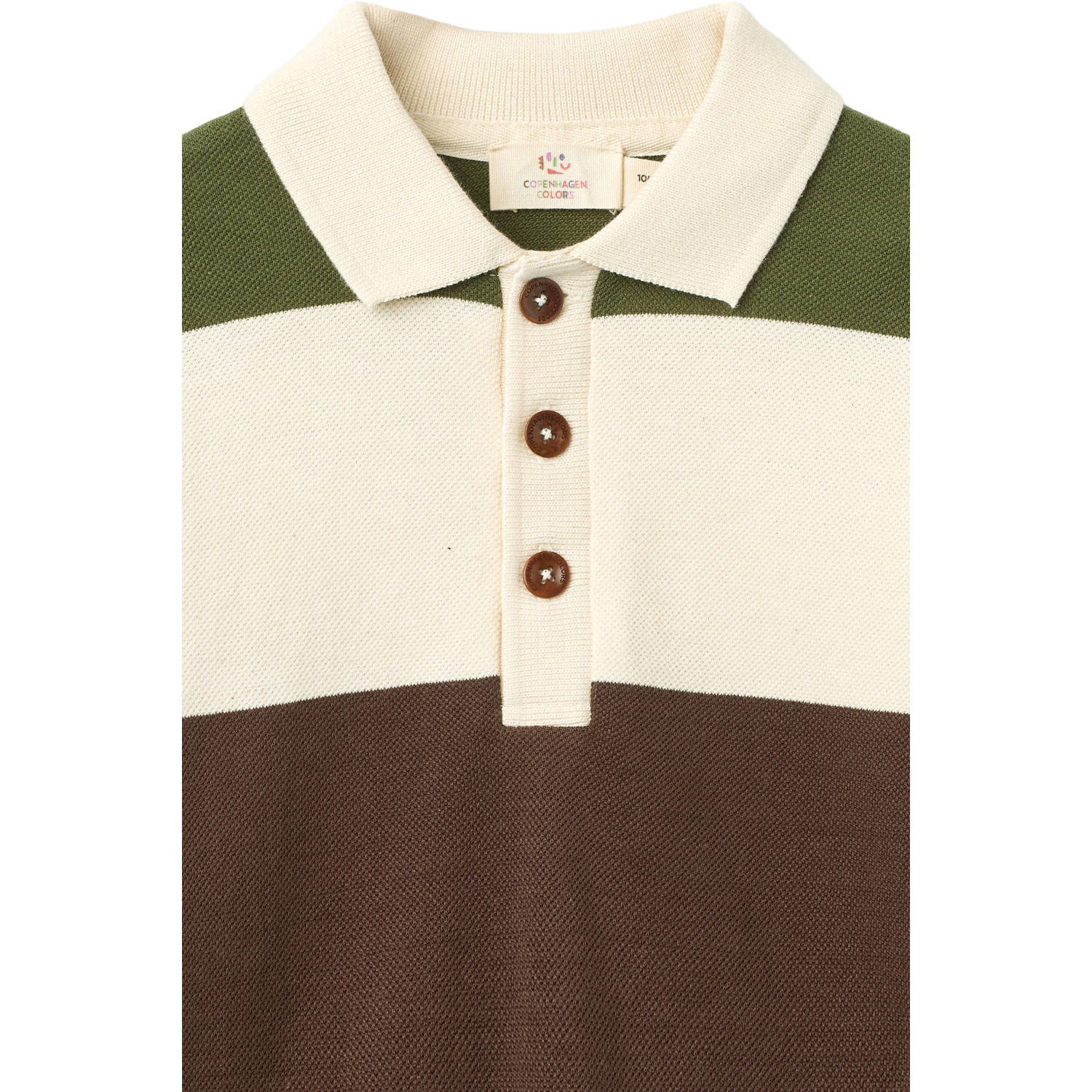 Copenhagen Colors gestreepte polo bruin groen ecru