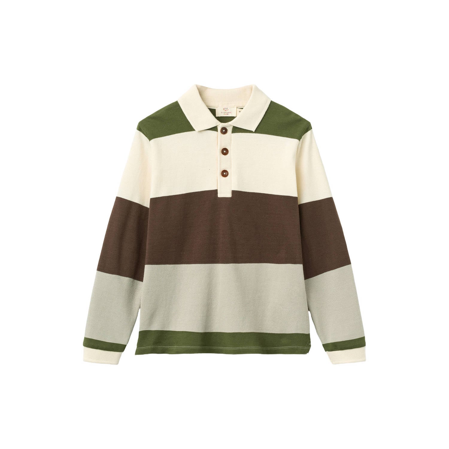 Copenhagen Colors gestreepte polo bruin groen ecru