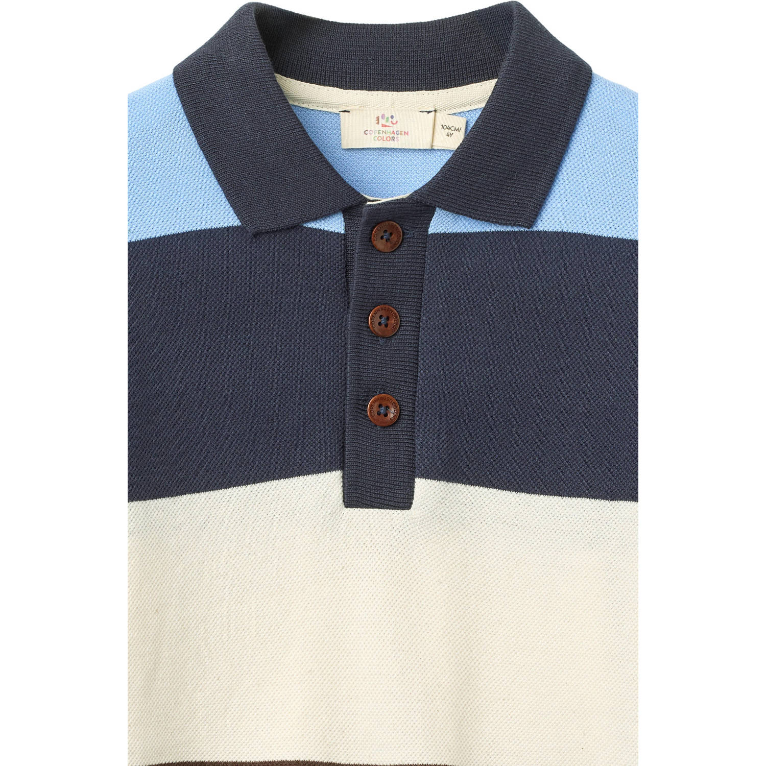 Copenhagen Colors gestreepte polo bruin blauw ecru