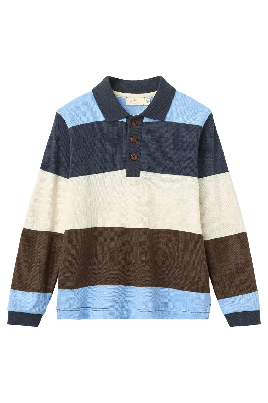 Copenhagen Colors gestreepte polo - bruin/blauw/ecru