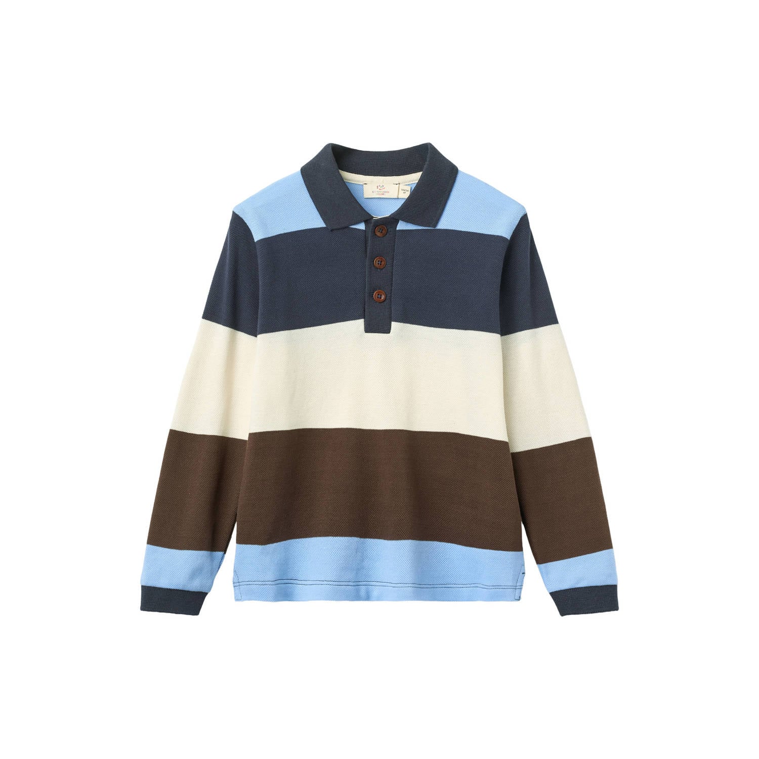 Copenhagen Colors gestreepte polo bruin blauw ecru