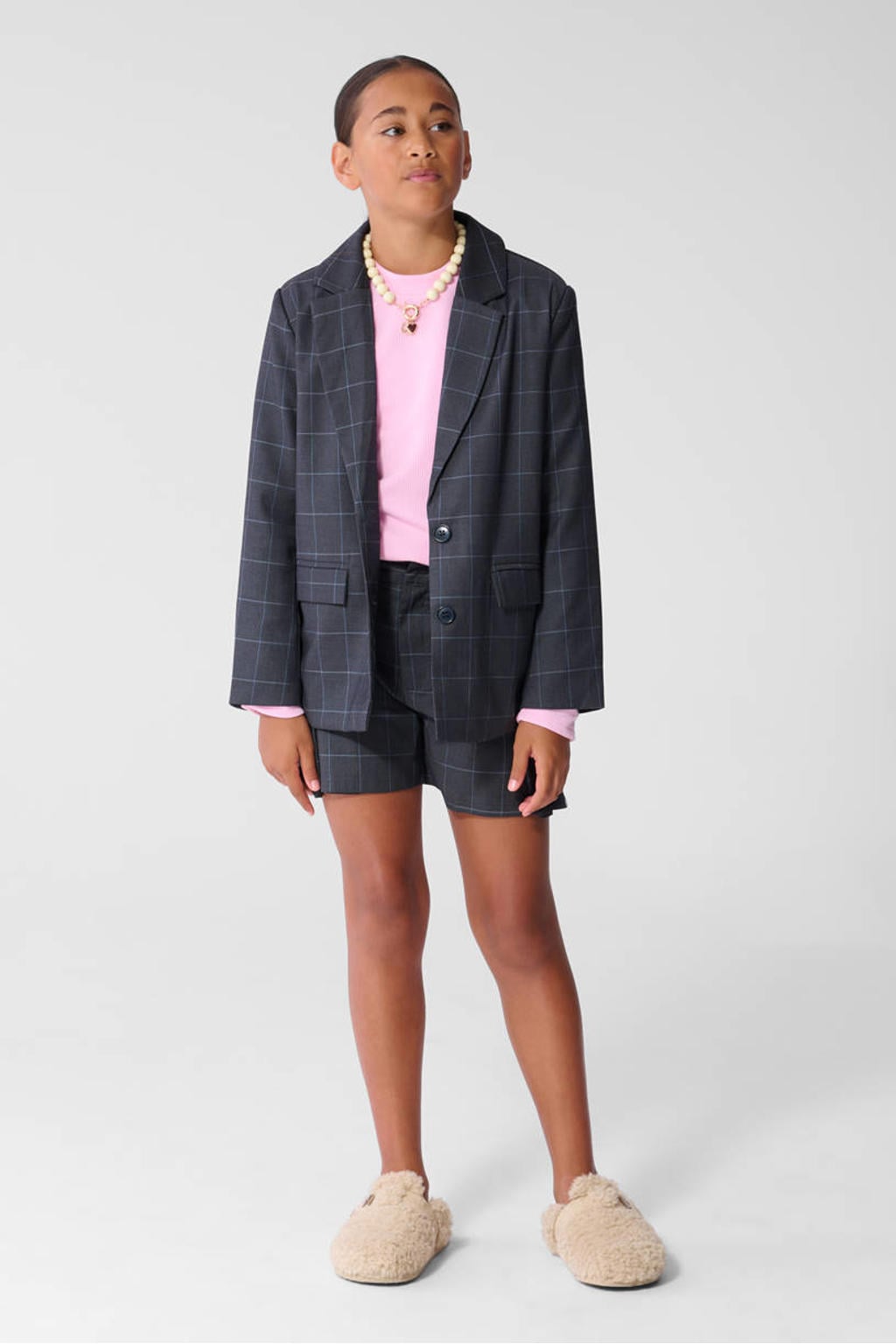 Shoeby geruite short - grijs
