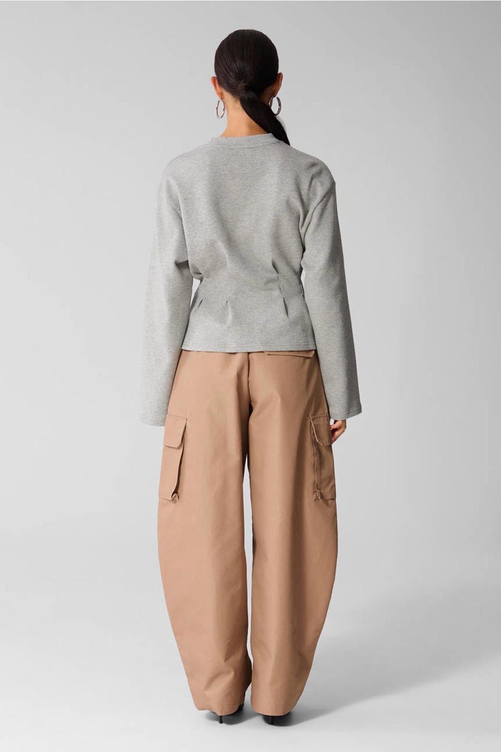 Shoeby sweater met peplum - lichtgrijs