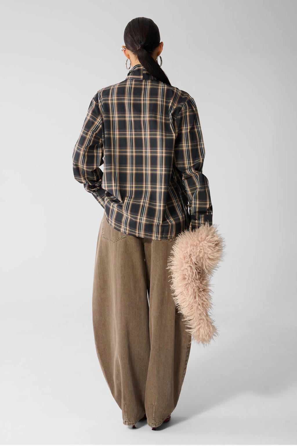 Shoeby geruite blouse - bruin