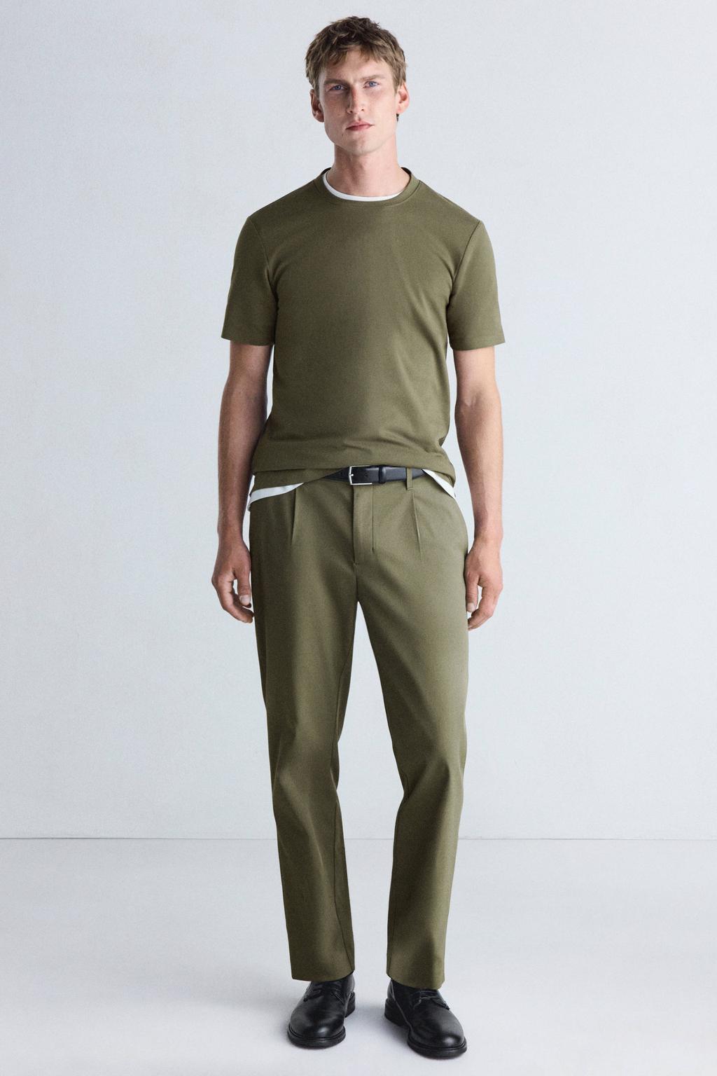 Mango Man regular fit pantalon - donkergroen