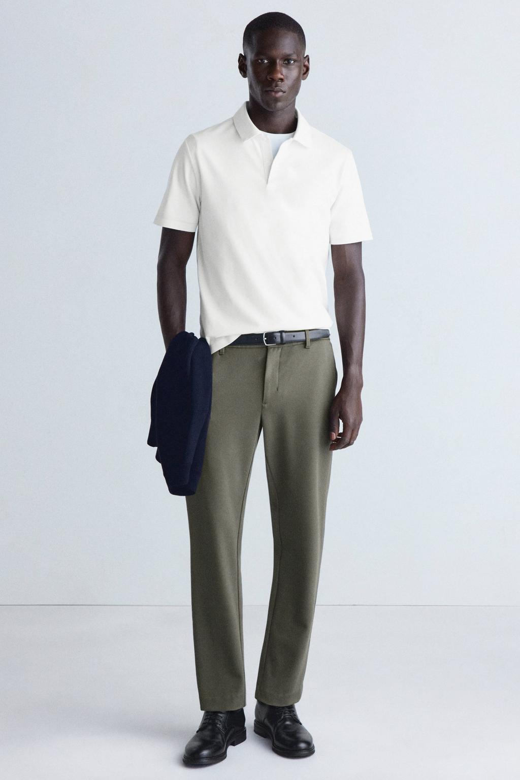 Mango Man slim fit casual broek - kaki