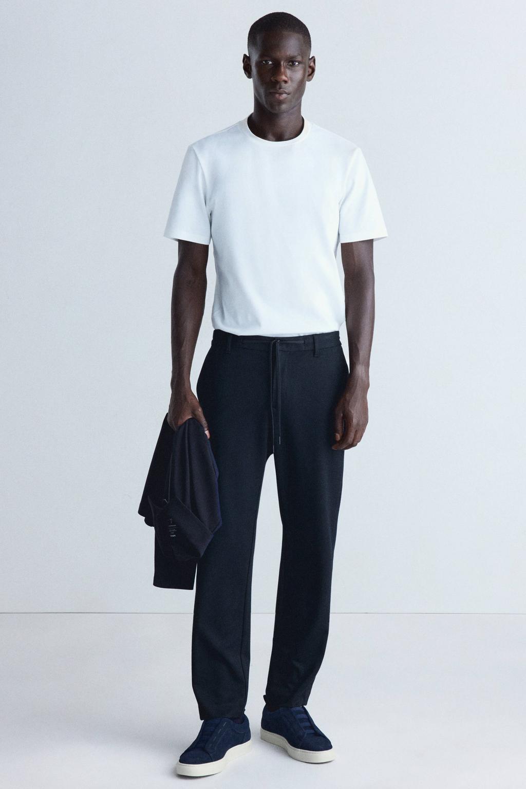 Mango Man slim fit casual broek - marine