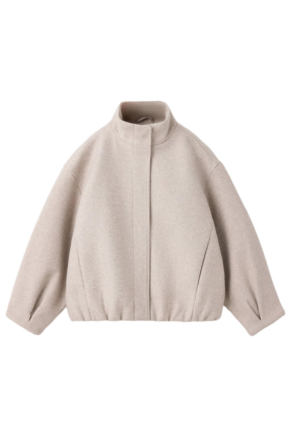 Zandkleurige meisjes Mango Kids bomberjack van polyester met effen, lange mouwen, opstaande kraag en blinde knoopsluiting