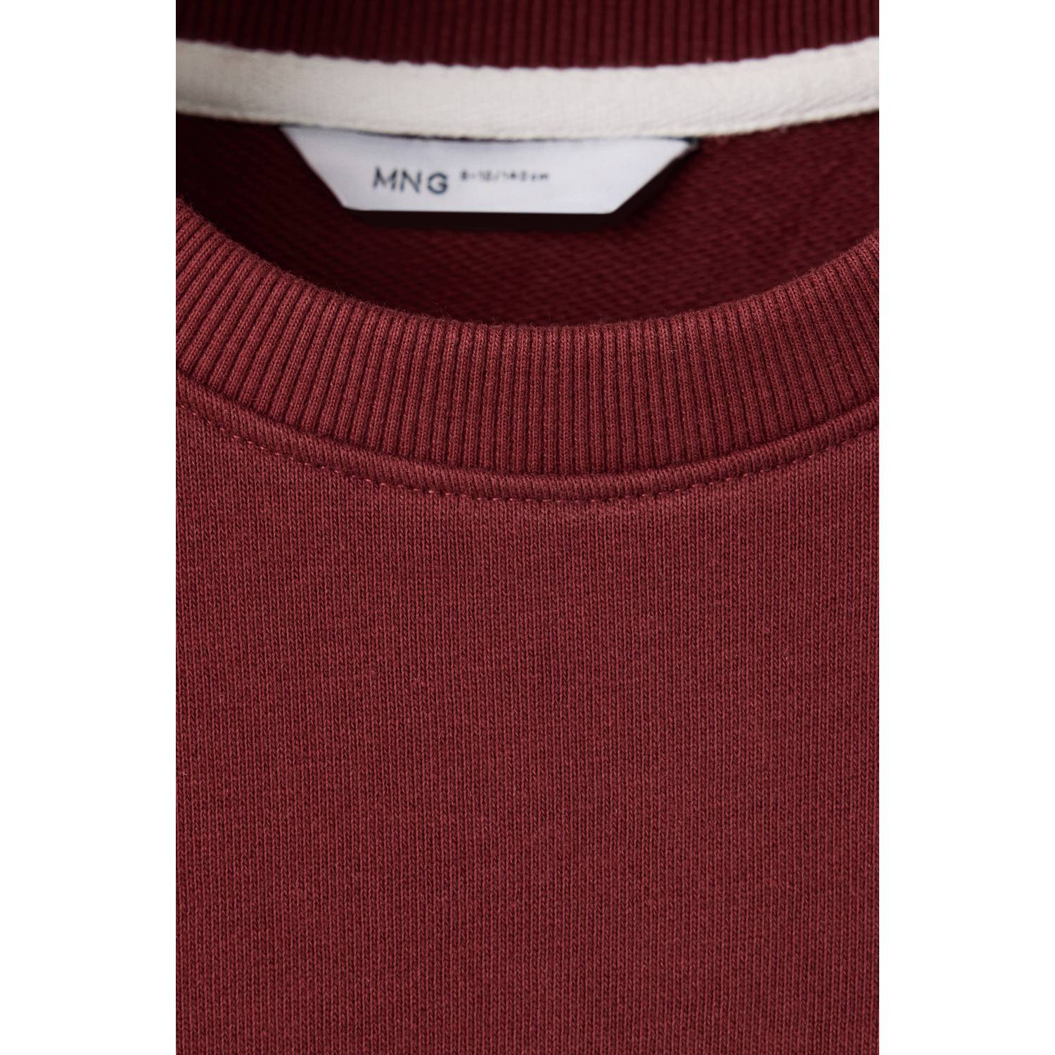 Mango Kids rechtvallende sweater met tekst donkerrood