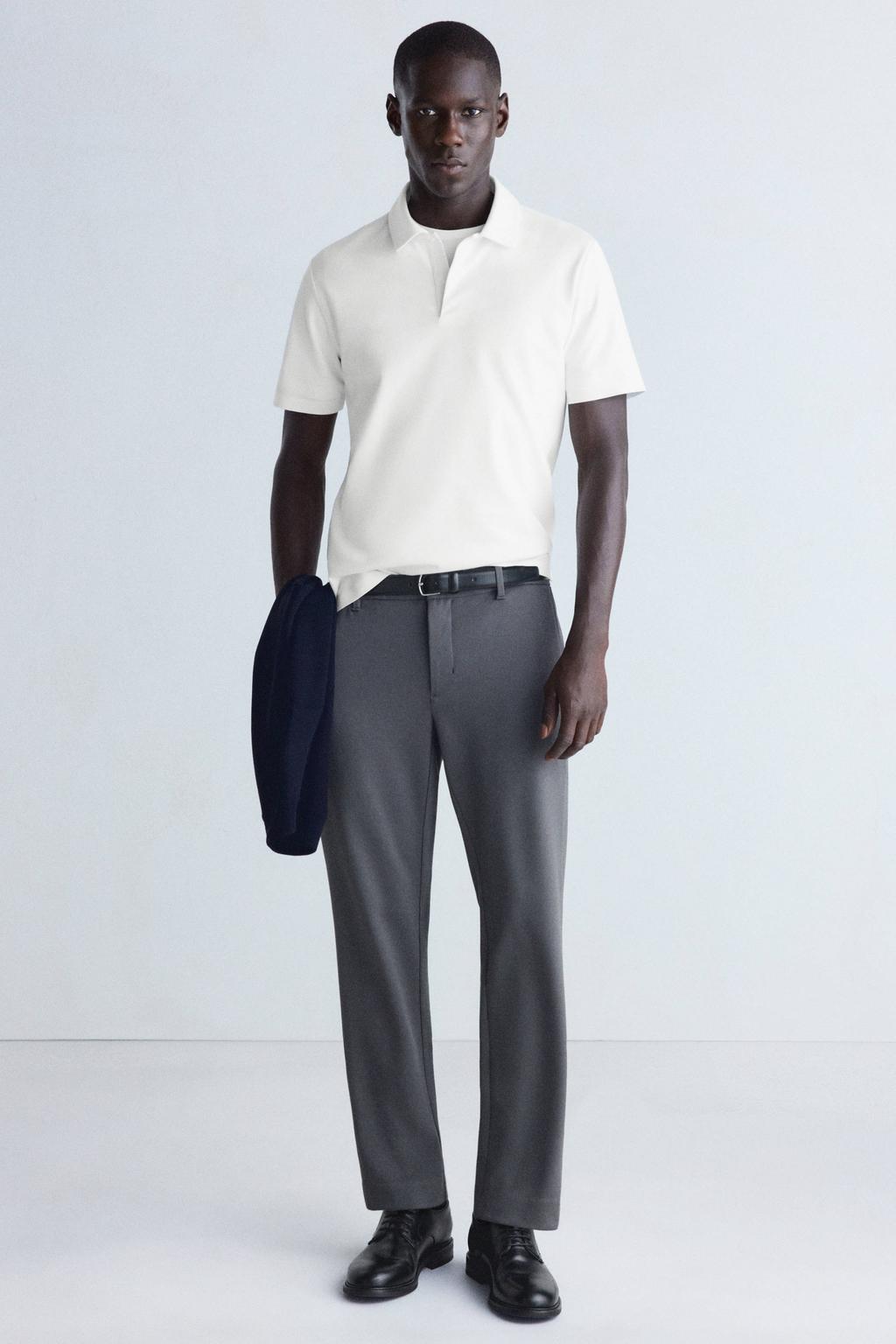 Mango Man slim fit polo - naturel wit