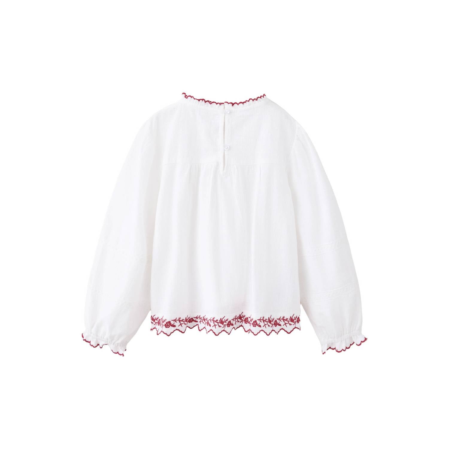 Mango Kids A-lijn blousetop met ruches wit rood
