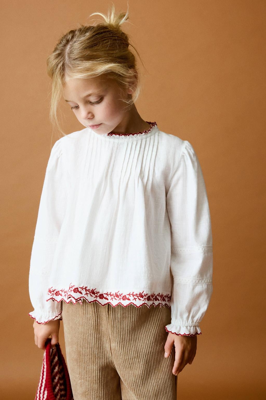 Mango Kids A-lijn blousetop met ruches - wit/rood
