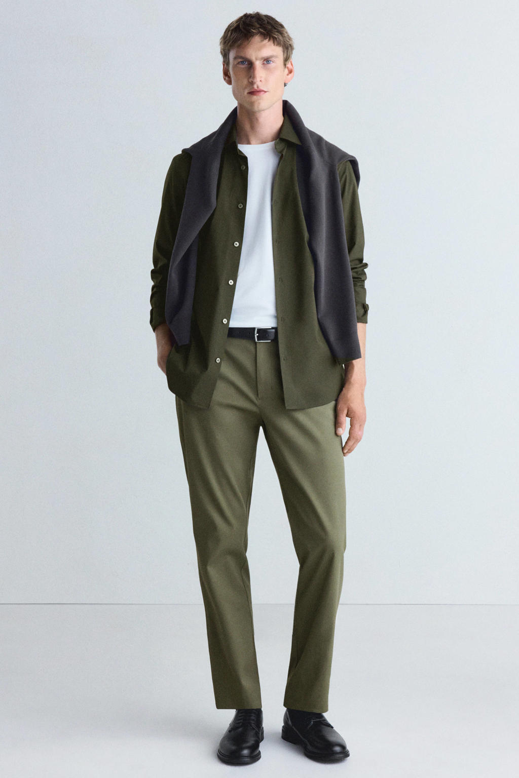 Mango Man slim fit overhemd - kaki