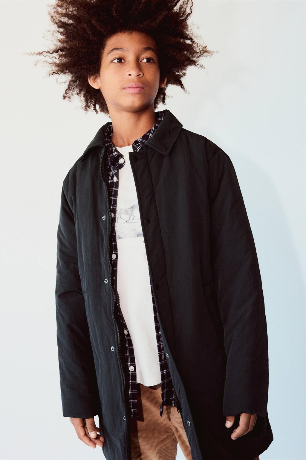 Mango Kids gewatteerde jas - zwart