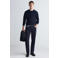 Mango Man slim fit gebreide trui - marine