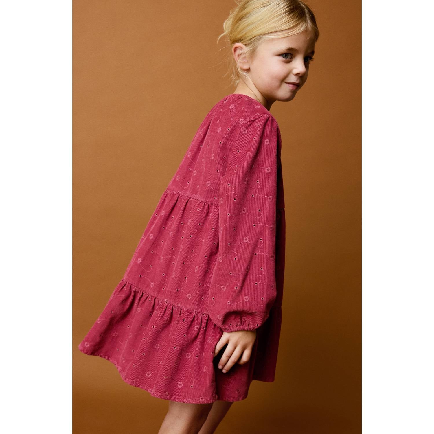 Mango Kids gebloemde midi jurk met broderie rood