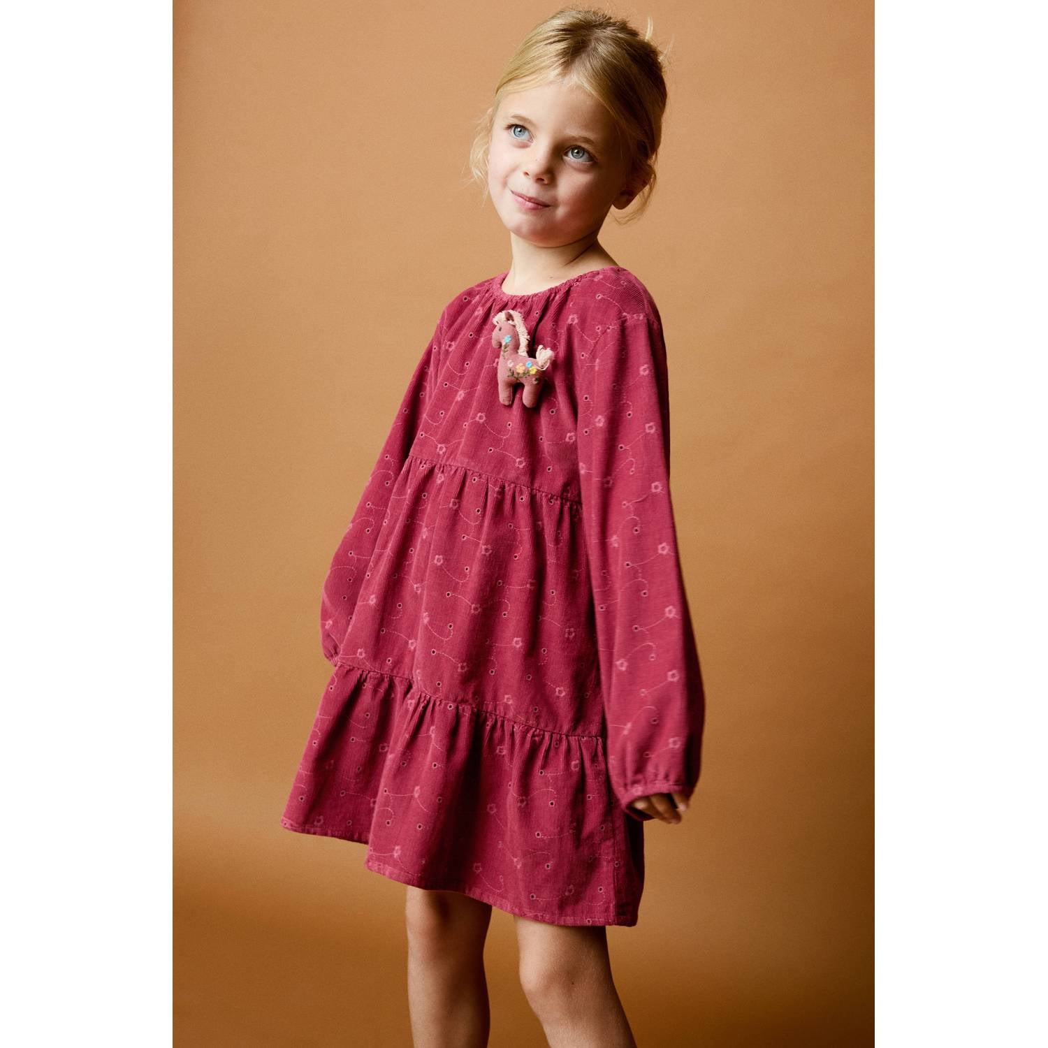 Mango Kids gebloemde midi jurk met broderie rood