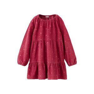 gebloemde midi jurk met broderie - rood