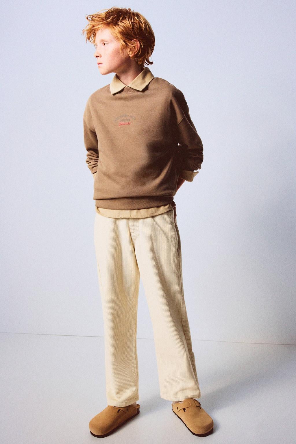 Mango Kids sweater met backprint - bruin
