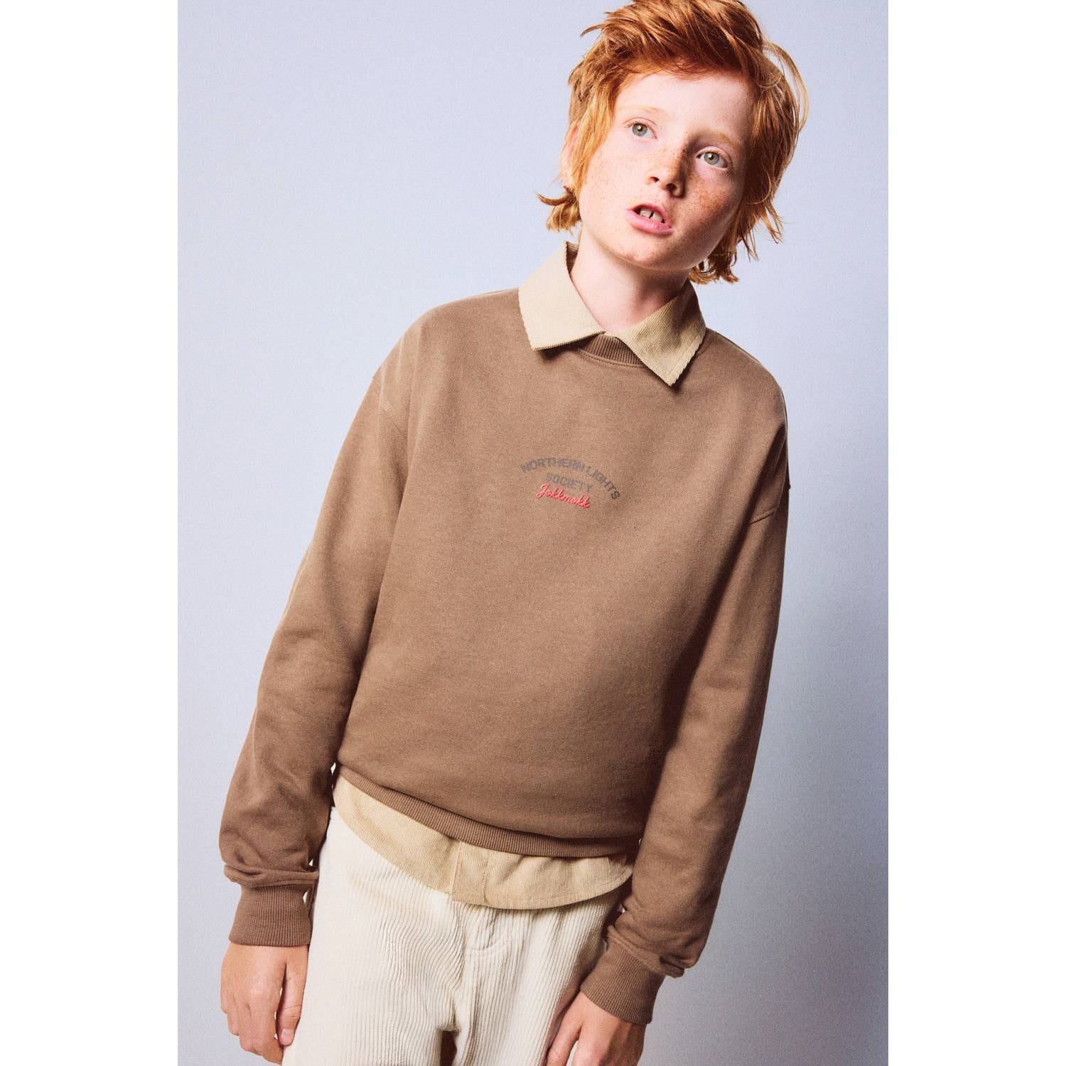 Mango Kids sweater met backprint bruin