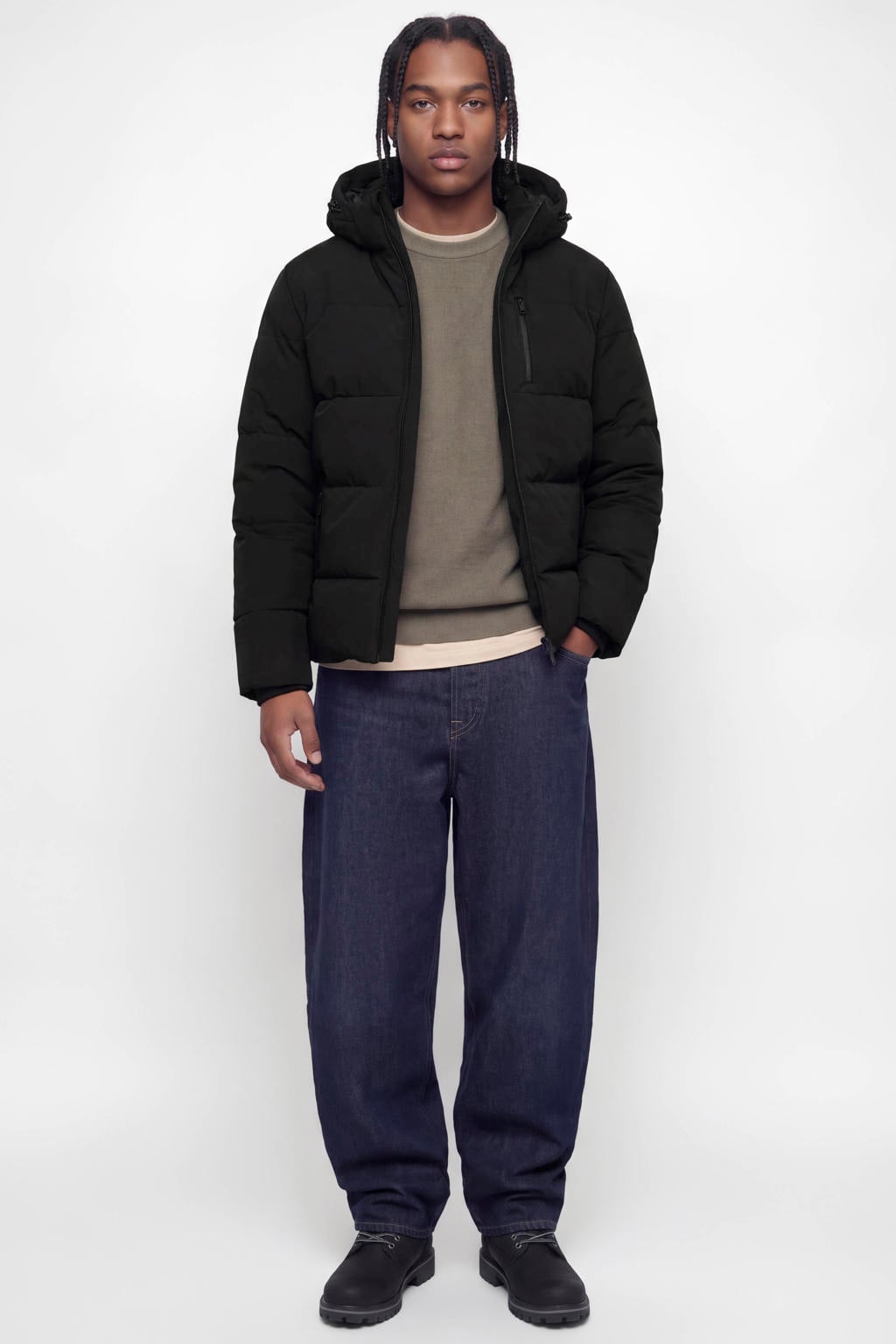 JACK & JONES ESSENTIALS pufferjas - zwart