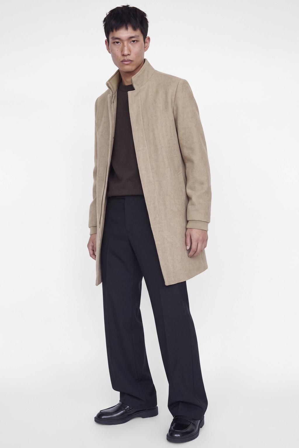 JACK & JONES ESSENTIALS wintermantel met wol - beige