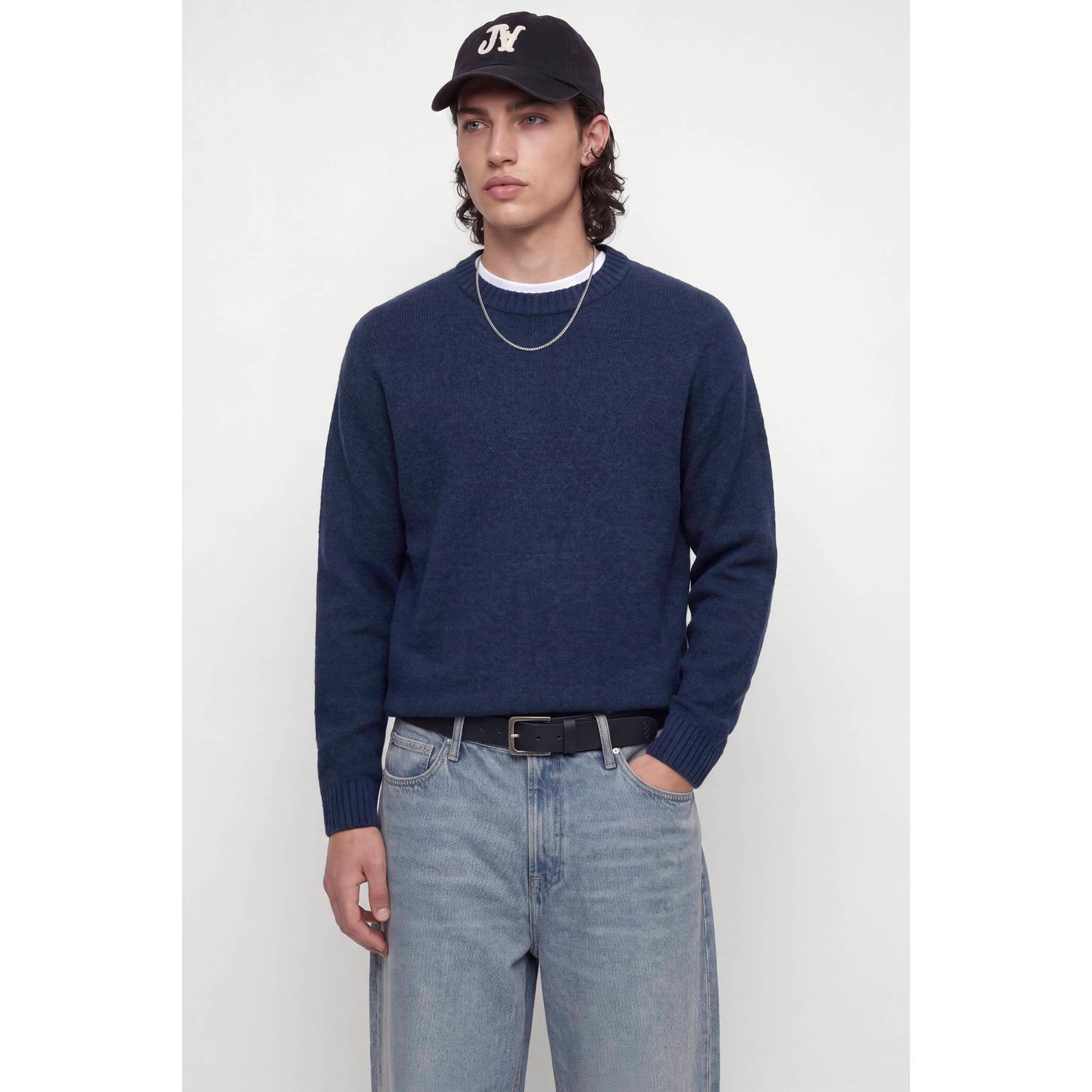 JACK & JONES ESSENTIALS regular fit gebreide trui met wol blauw