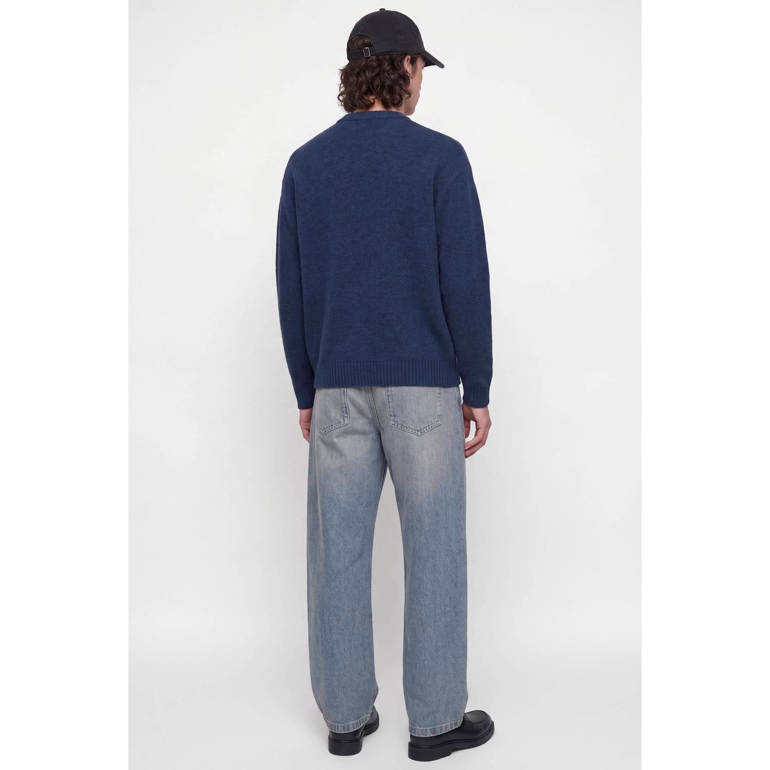 JACK & JONES ESSENTIALS regular fit gebreide trui met wol blauw