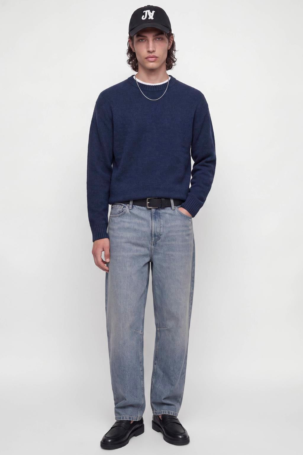 JACK & JONES ESSENTIALS regular fit gebreide trui met wol - blauw