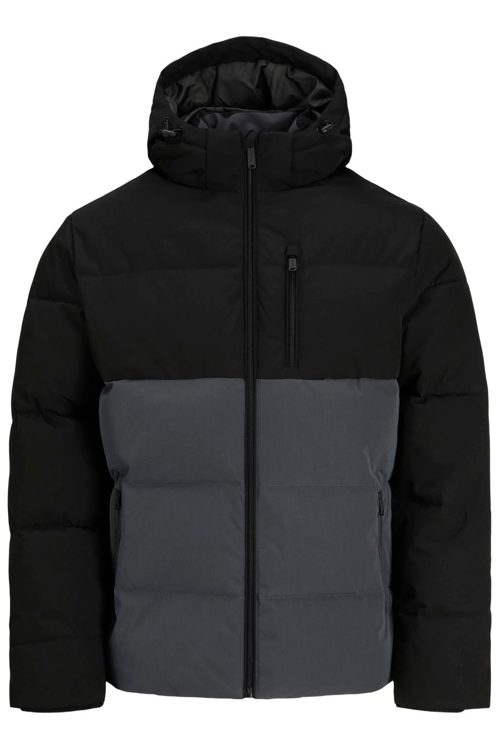 JACK & JONES ESSENTIALS quilted pufferjas - asphalt/zwart