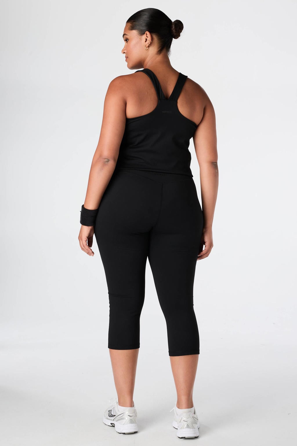 Zwarte dames MS Mode met slim fit, high waist, elastische tailleband en effen