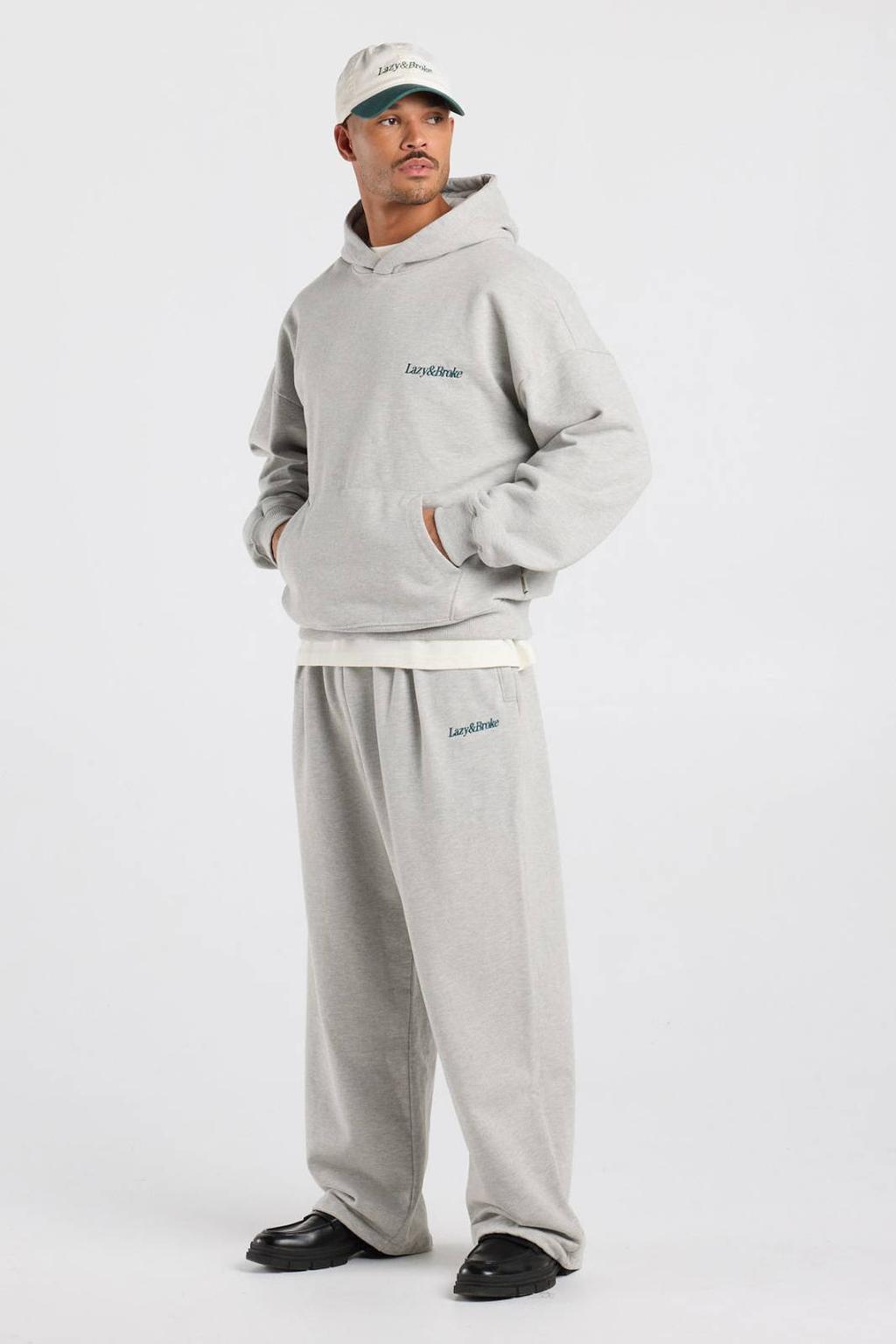 America Today boxy hoodie met borduursels - light grey
