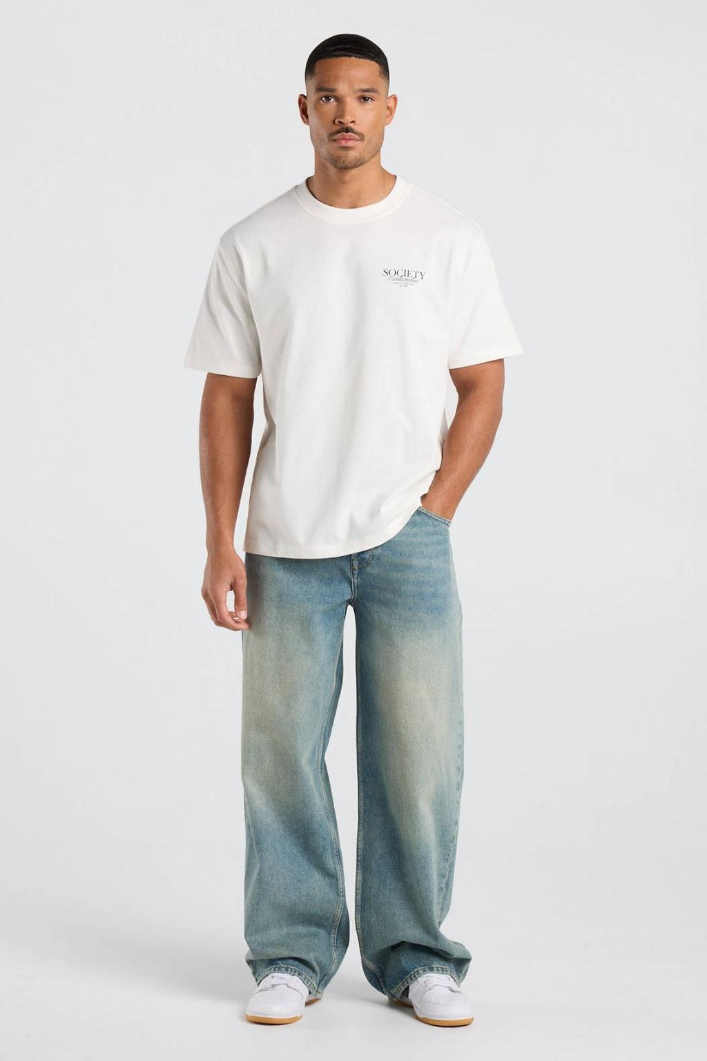 America Today relaxed fit T-shirt met print - ecru