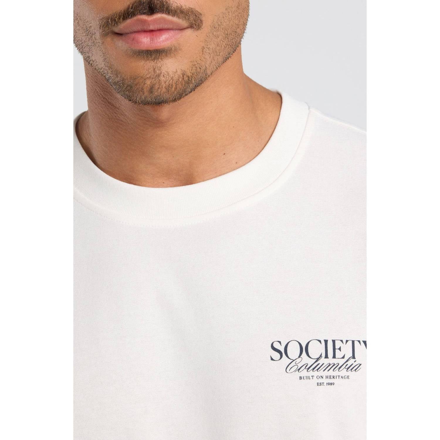 America Today relaxed fit T-shirt met print ecru