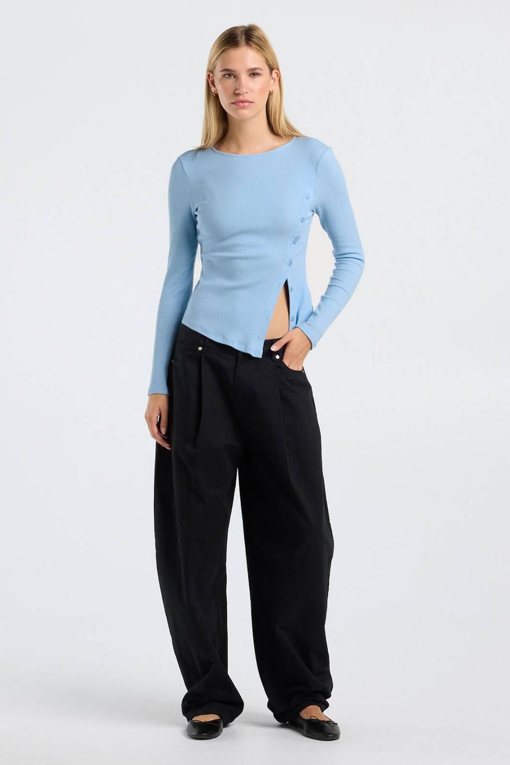 America Today asymmetrische top - lichtblauw